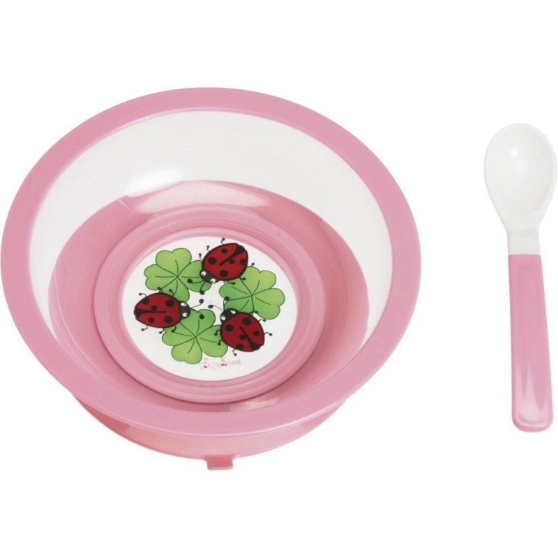 Assiette anti-dérapante avec ventouse  Cuillère assortie