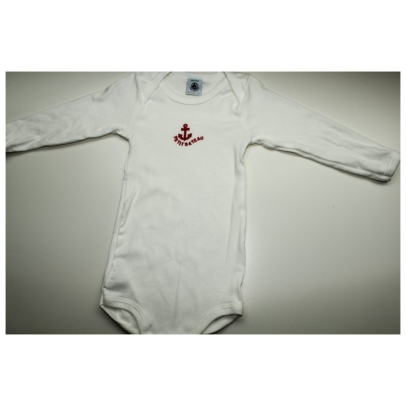 Body blanc rouge "Petit Bateau" 12 mois Body blanc rouge "Petit Bateau" 12 mois