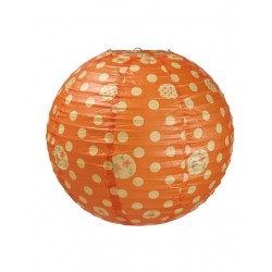Boule japonaise en papier  motif: pois orange 