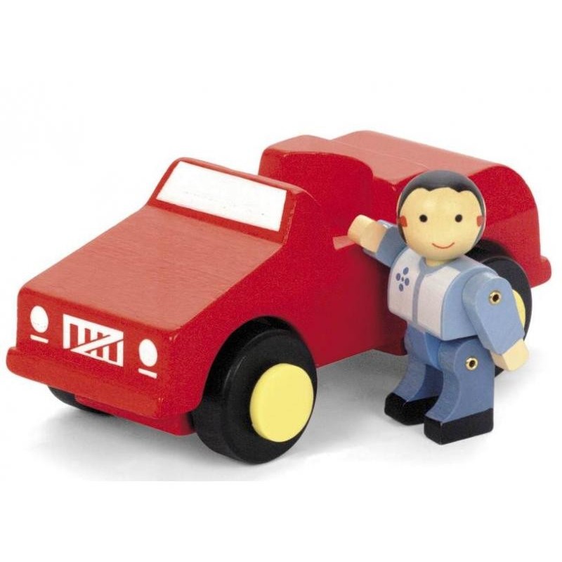 Voiture rouge avec personnage en bois JeuJura Voiture rouge avec personnage en bois JeuJura