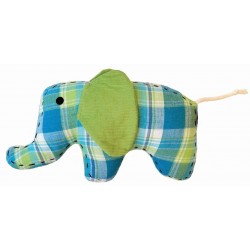 Doudou petit éléphant bleu-vert 