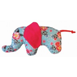 Doudou petit éléphant fleuri bleu 