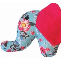 Doudou petit éléphant fleuri bleu 