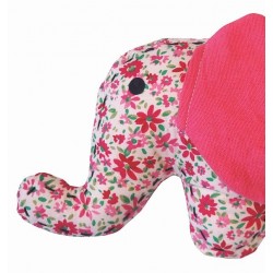 Doudou petit éléphant fleuri rose 