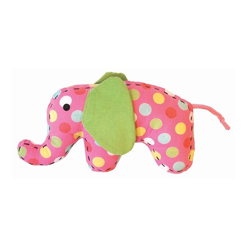 Doudou petit éléphant rose à pois colorés