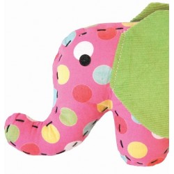 Doudou petit éléphant rose à pois colorés 