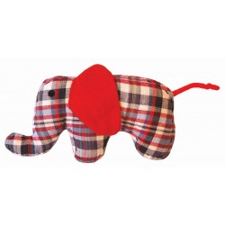 Doudou petit éléphant rouge-bleu 