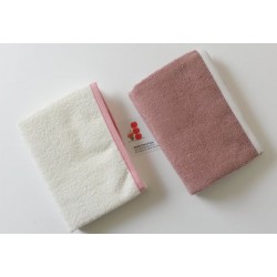 2 serviettes à langer Blanc/Rose