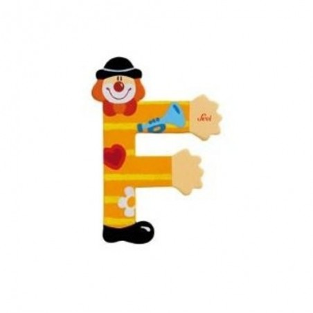 Lettre clown F en bois