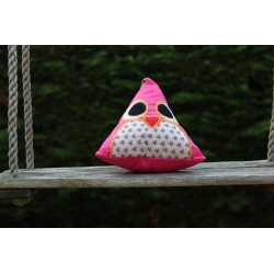 Doudou hochet Hibou rose 