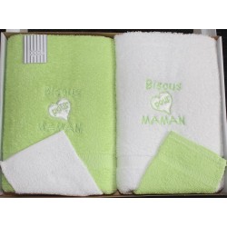 Coffret de Linges de toilette (vert) Fruit de ma passion 