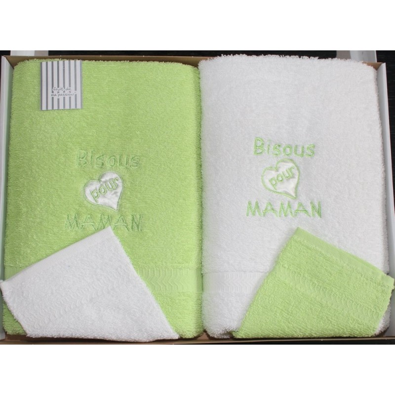 Coffret de Linges de toilette (vert) Fruit de ma passion