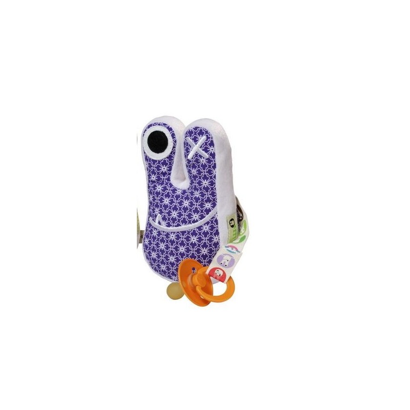 Doudou hochet-attache et range sucette bleu Doudou hochet-attache et range sucette bleu