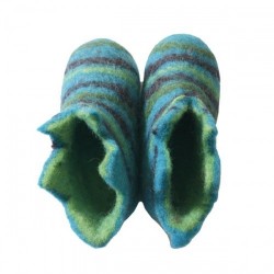 Chaussons 1er âge en feutre - bleu/vert 