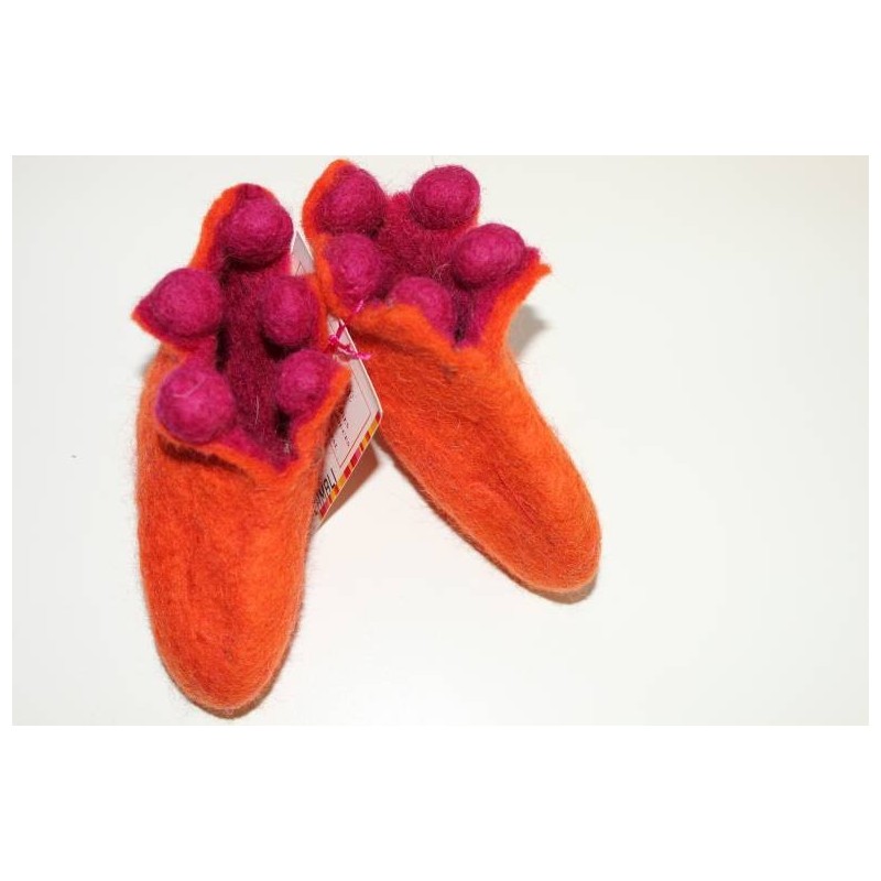Chaussons 1er âge en feutre - orange/rose Chaussons 1er âge en feutre - orange/rose