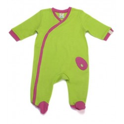 Grenouillère vert anis et fushia en coton  3-6 mois 