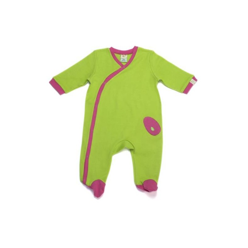Grenouillère vert anis et fushia en coton 6-12 mois Grenouillère vert anis et fushia en coton 6-12 mois