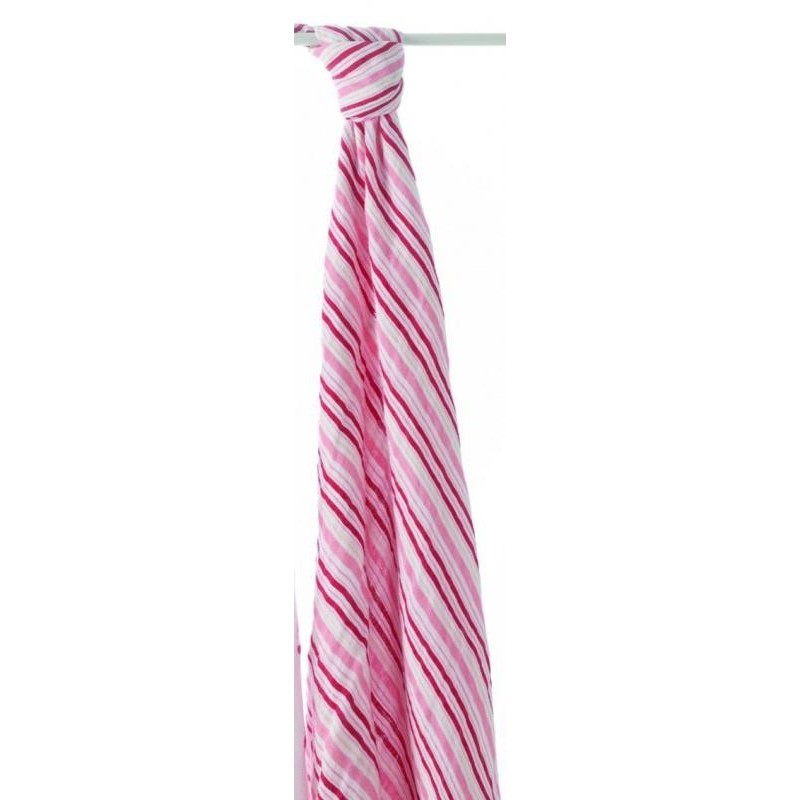 Maxi lange rayures roses en mousseline de coton Maxi lange rayures roses en mousseline de coton