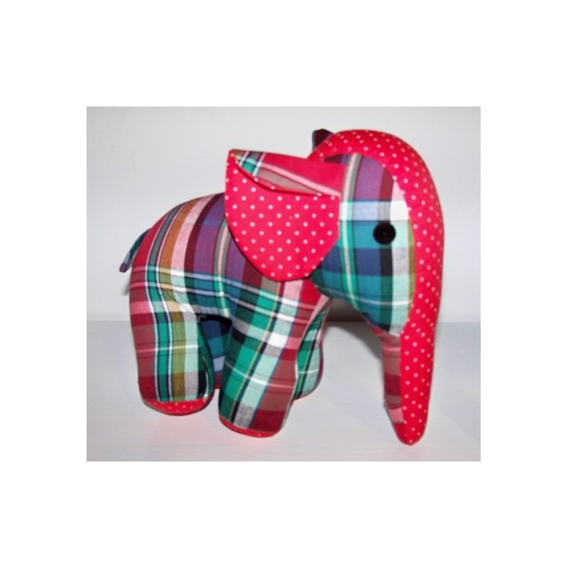 Eléphant carreaux rouge-vert Eléphant carreaux rouge-vert