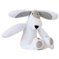 Chien doudou blanc 'Patch'