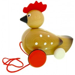 Poule 'Poupette' en bois-à tirer