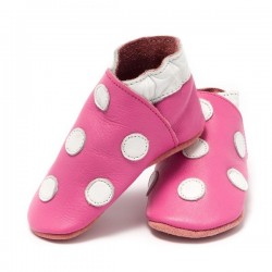 Chaussons rose en cuir  6-12 mois 