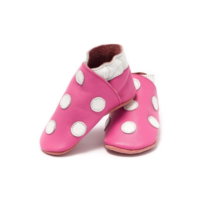 Chaussons rose en cuir  6-12 mois