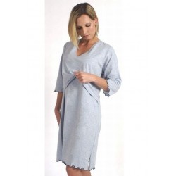 Chemise de nuit d'allaitement bleu chinée  T:L/XL 