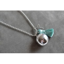 Bola de grossesse Plaqué Argent Gypsy pompon turquoise