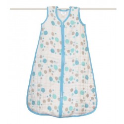 Turbulette en mousseline de coton à pois bleus T:medium