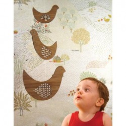 Mobile en bois 'trio d'oiseaux' 