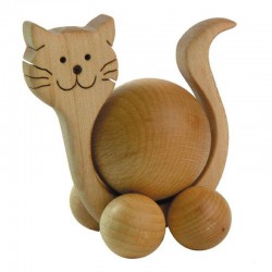 Chat en bois à boule à pousser 