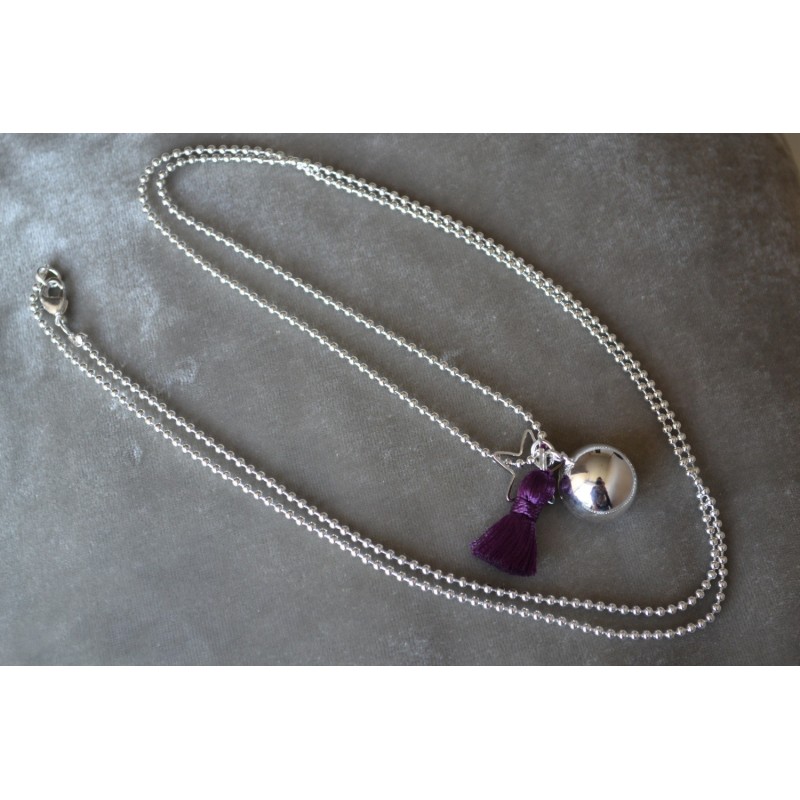 Bola de grossesse Plaqué Argent Gypsy pompon violet Bola de grossesse Plaqué Argent Gypsy pompon violet