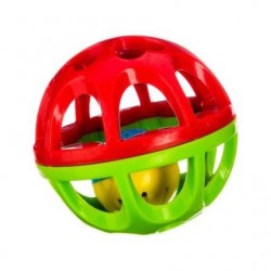 Balle hochet grelot vert-rouge
