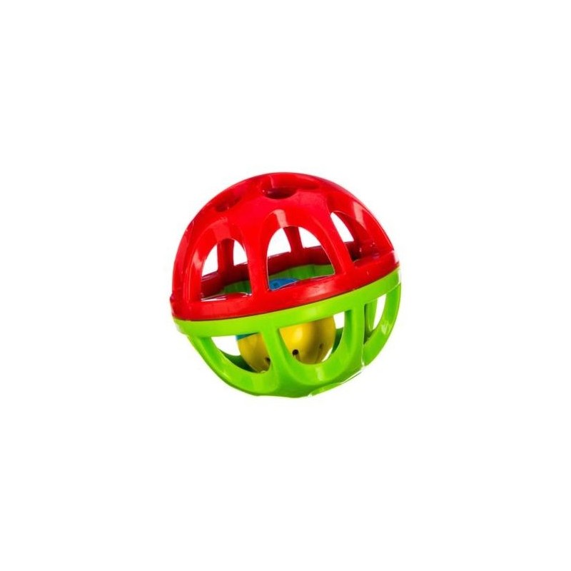 Balle hochet grelot vert-rouge Balle hochet grelot vert-rouge