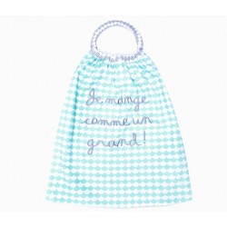 Bavoir, serviette de table élastiquée "Je mange comme un grand !"