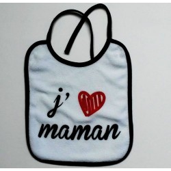 Bavoir blanc 'J'aime maman'