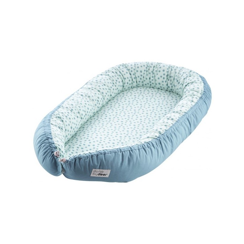 Couffin en tissu "Cosy Babynest Happy Dots" bleu Done by Deer