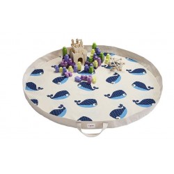 Tapis de jeux + Sac de rangement "Baleines bleues"
