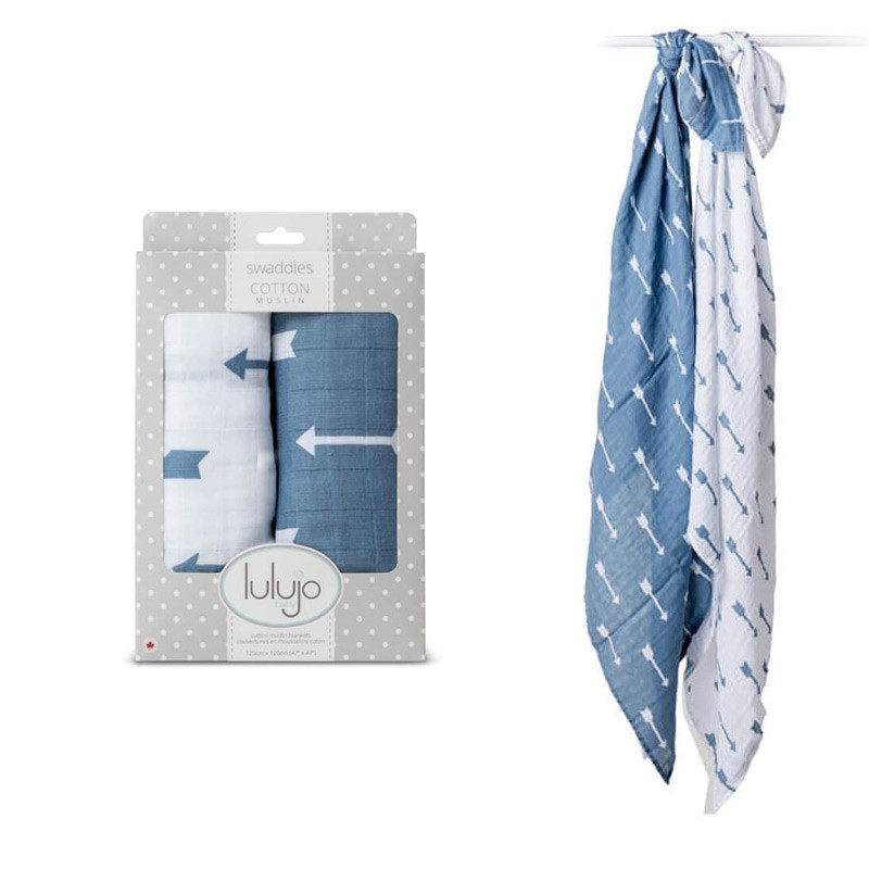 Ensemble de 2 langes blanc/bleu "Flèches"
