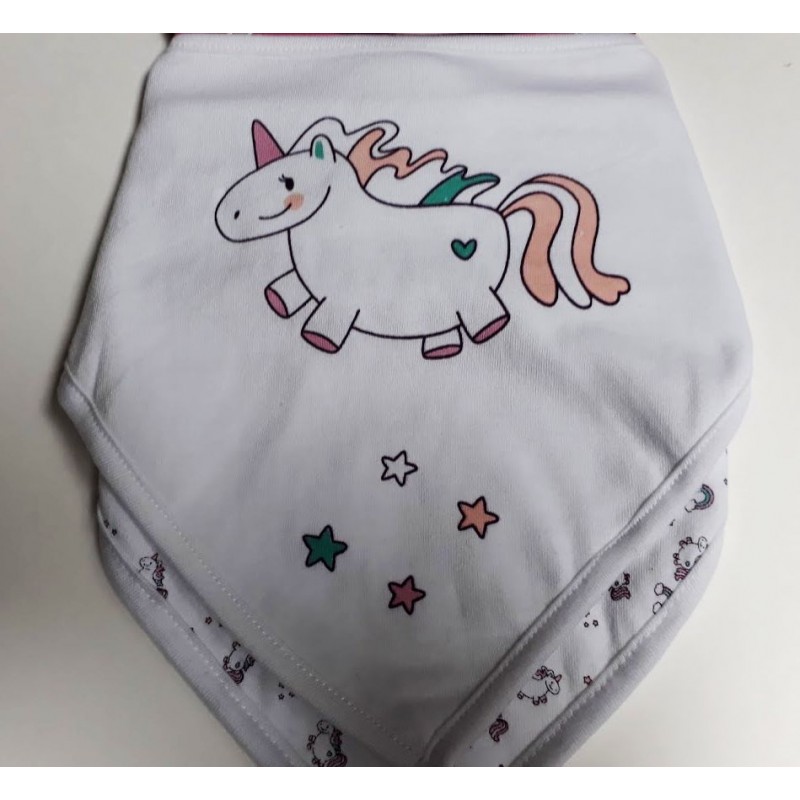 2 Bavoirs Bandana &quot;Licorne&quot;