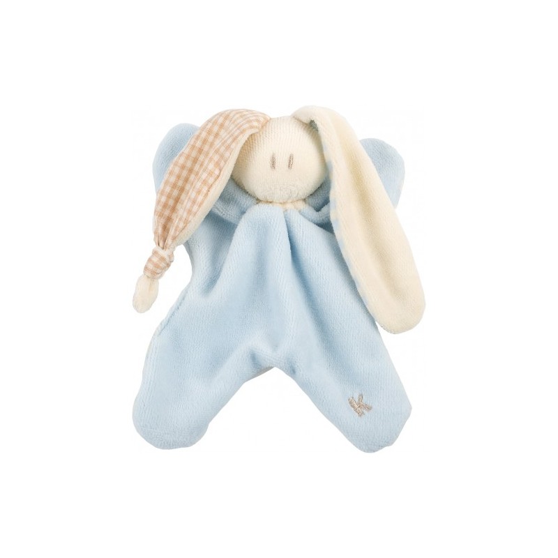 Doudou bio oreilles à carreaux -Bleu ciel Doudou bio oreilles à carreaux -Bleu ciel