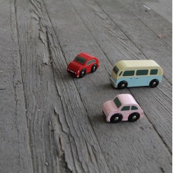 Set de 3 Voitures rétro en bois 