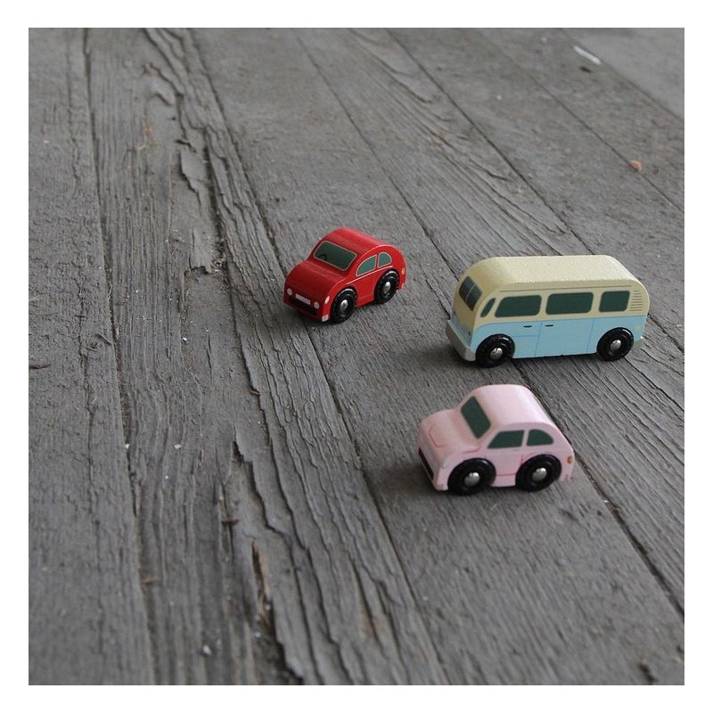 Set de 3 Voitures rétro en bois Set de 3 Voitures rétro en bois