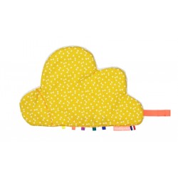 Doudou attache-sucette Pouet Pouet Nuage Jaune