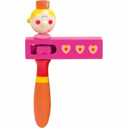 Crécelle rose tout en bois
