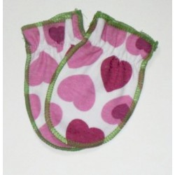 Moufles naissance 'Coeurs roses'