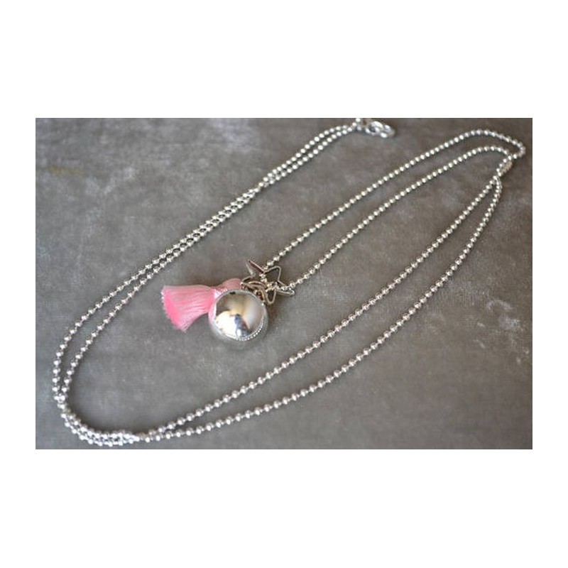 Bola de grossesse Plaqué Argent Gypsy pompon rose pastel Bola de grossesse Plaqué Argent Gypsy pompon rose pastel