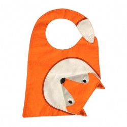 Bavoir orange avec bavette "renard" intégrée