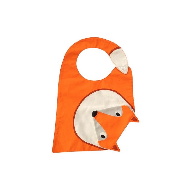 Bavoir orange avec bavette "renard" intégrée Bavoir orange avec bavette "renard" intégrée